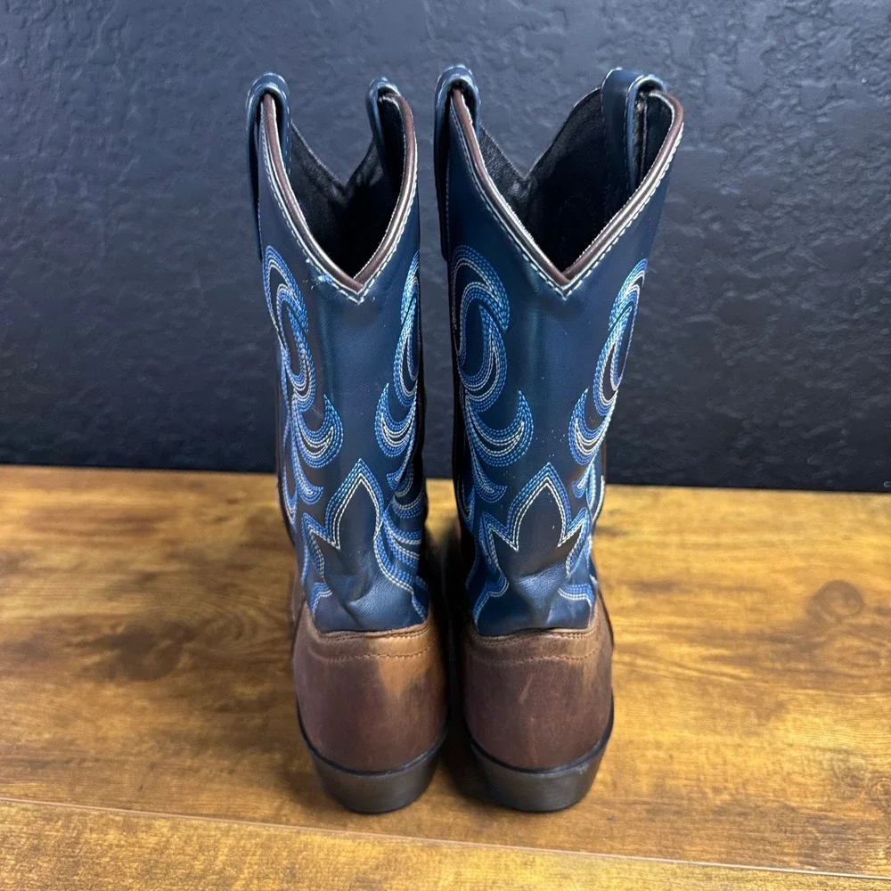 Cody James 41477 Brown Blue Leather Western Cowboy Boots Kids Size 4D